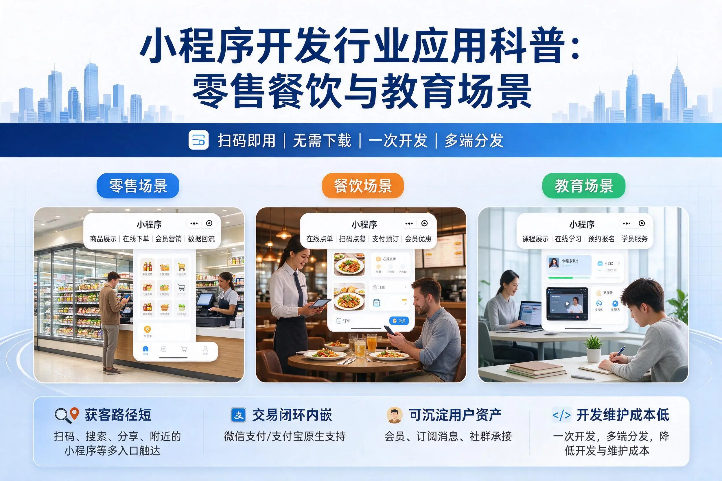 新星小程序开发行业应用科普:零售餐饮与教育场景