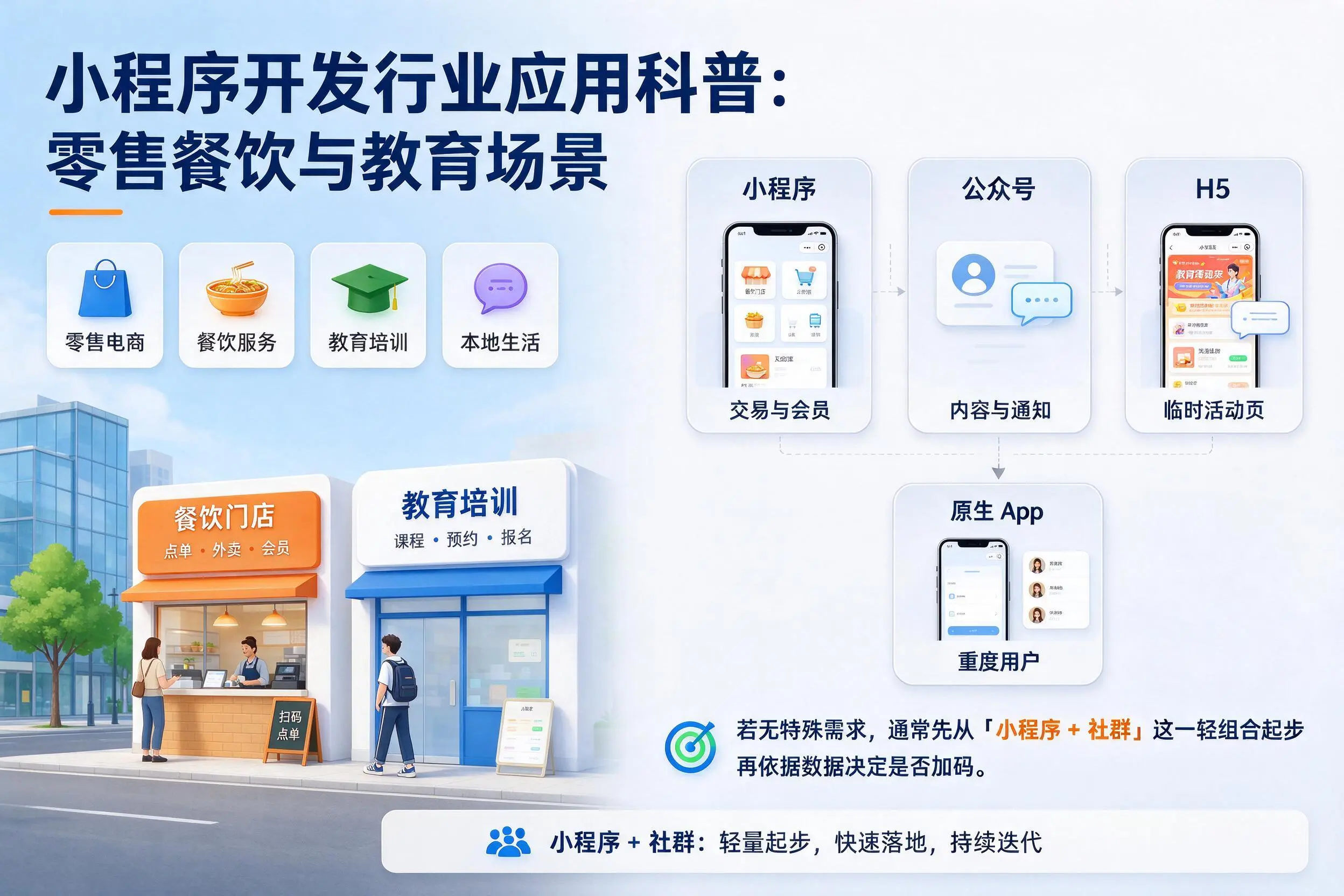 新星小程序开发行业应用科普:零售餐饮与教育场景