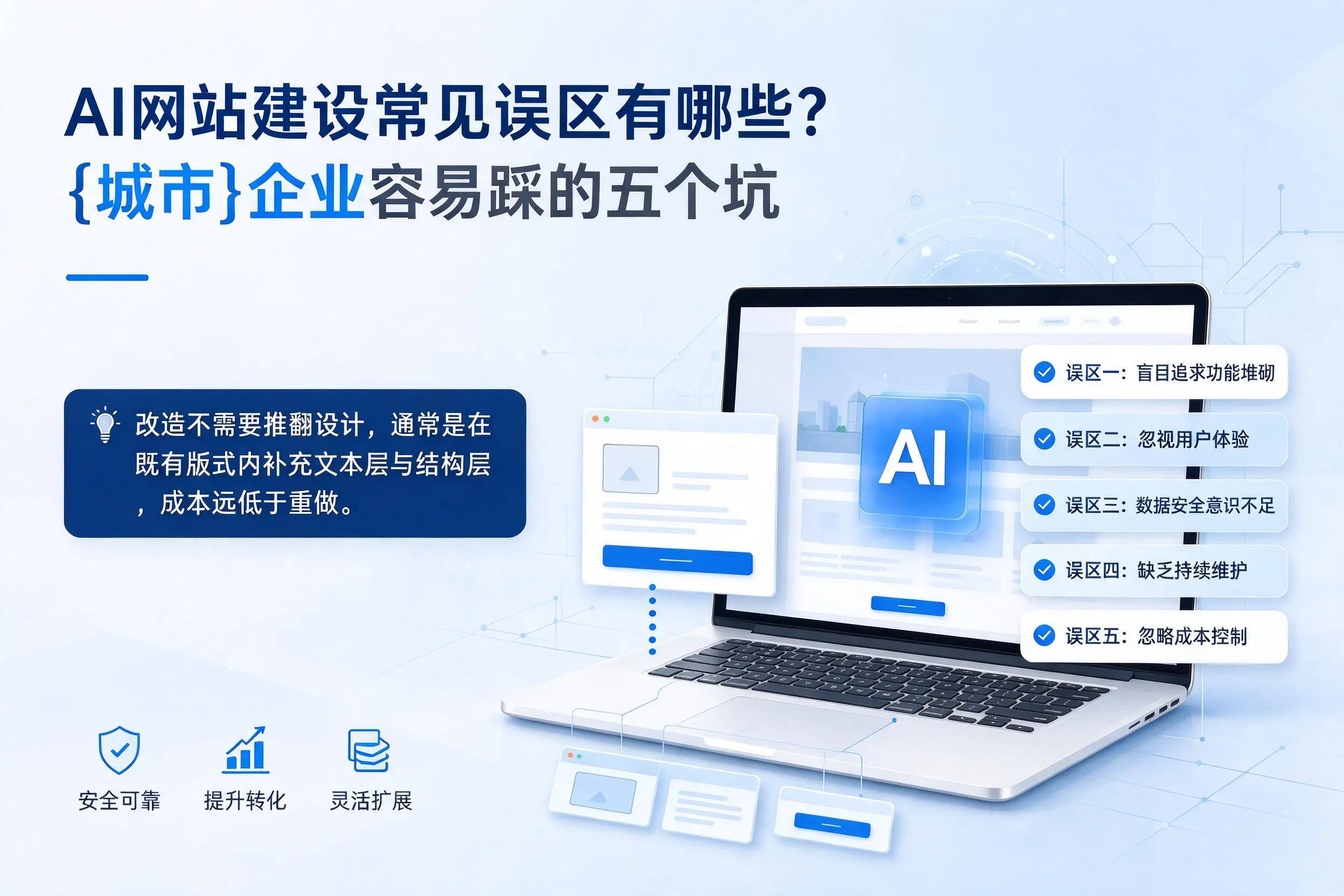 AI网站建设常见误区有哪些？新星企业容易踩的五个坑