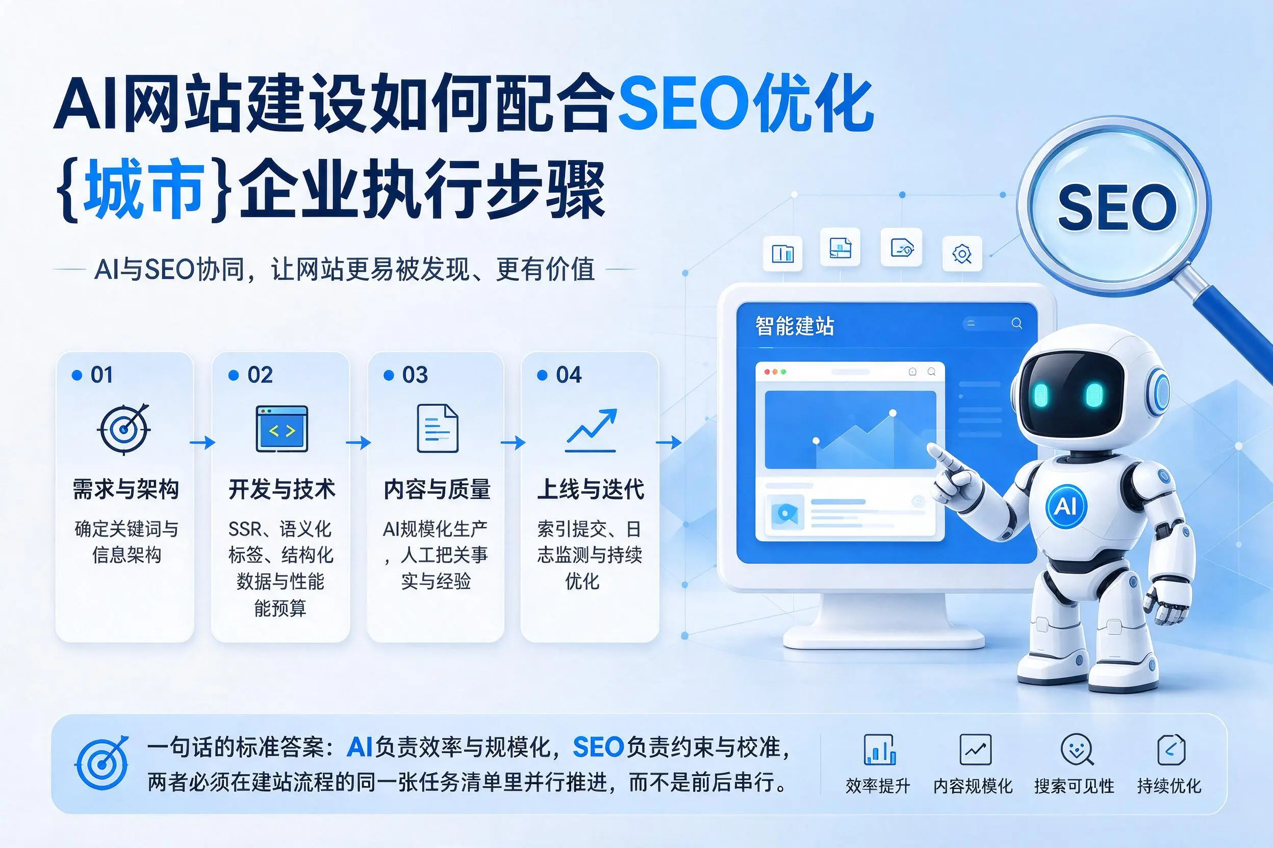 AI网站建设如何配合SEO优化，新星企业执行步骤