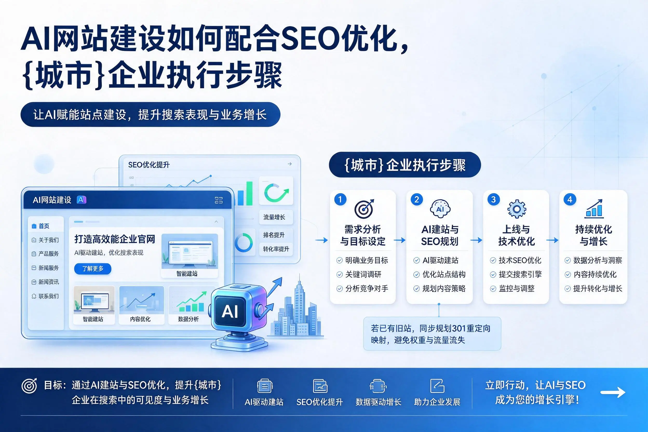 AI网站建设如何配合SEO优化，新星企业执行步骤