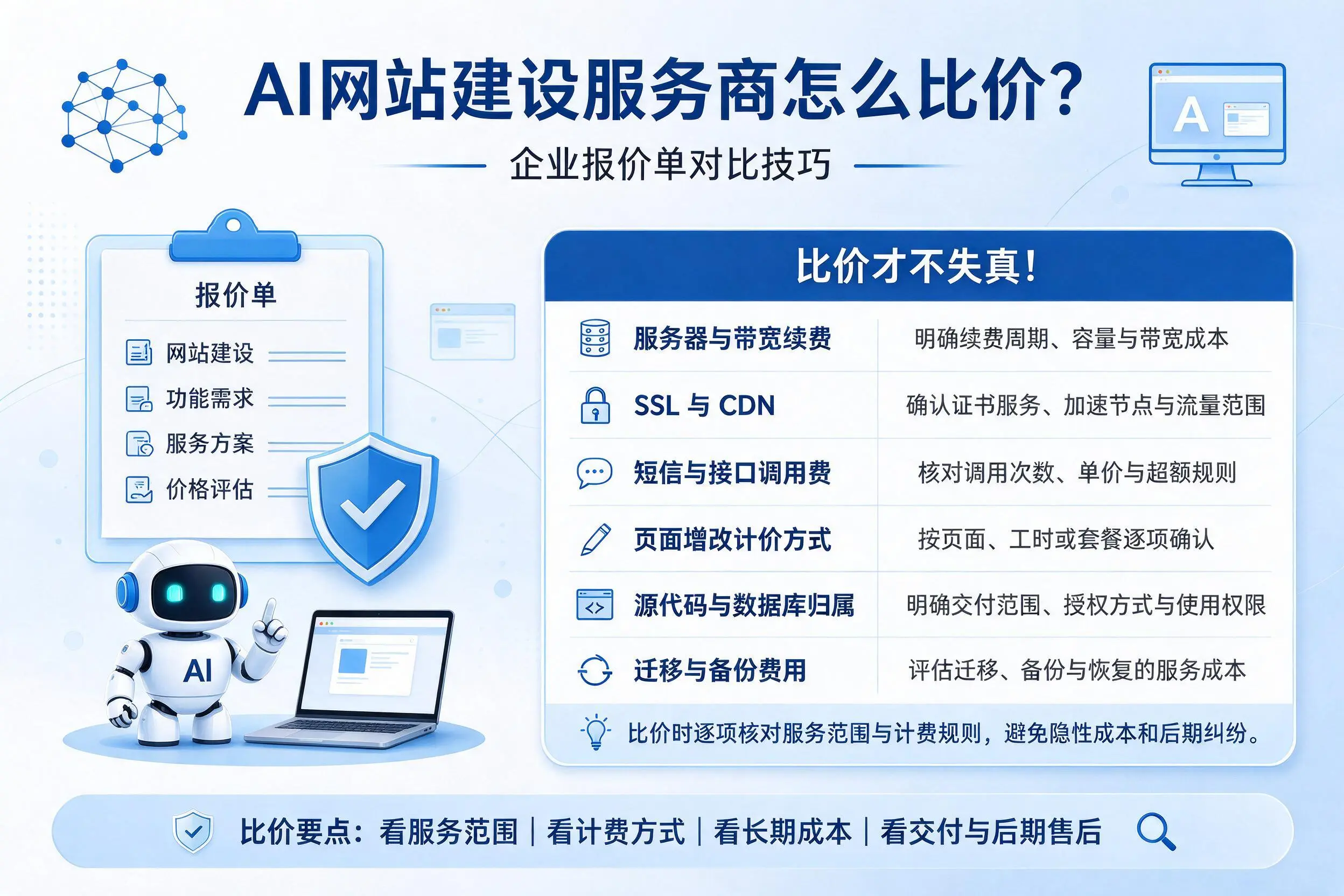 AI网站建设服务商怎么比价？新星企业报价单对比技巧