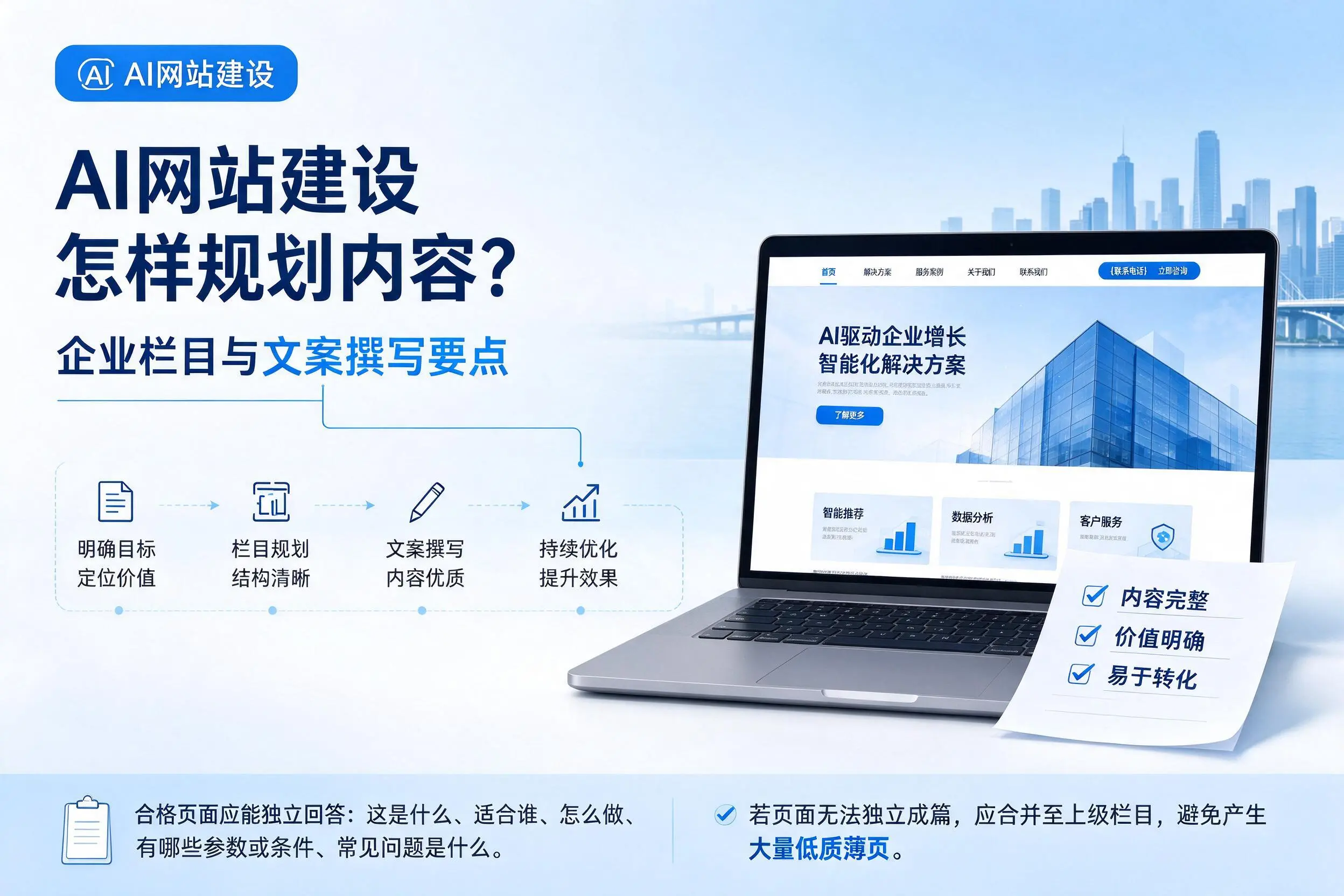 AI网站建设怎样规划内容？新星企业栏目与文案撰写要点