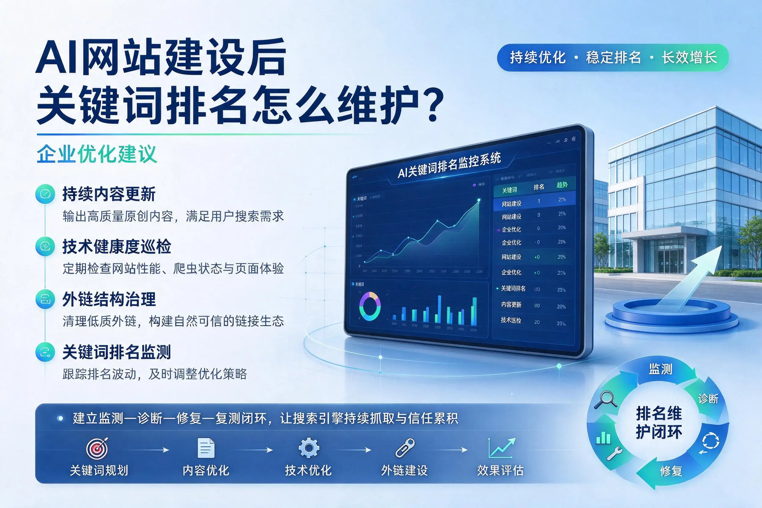 AI网站建设后关键词排名怎么维护？新星企业优化建议